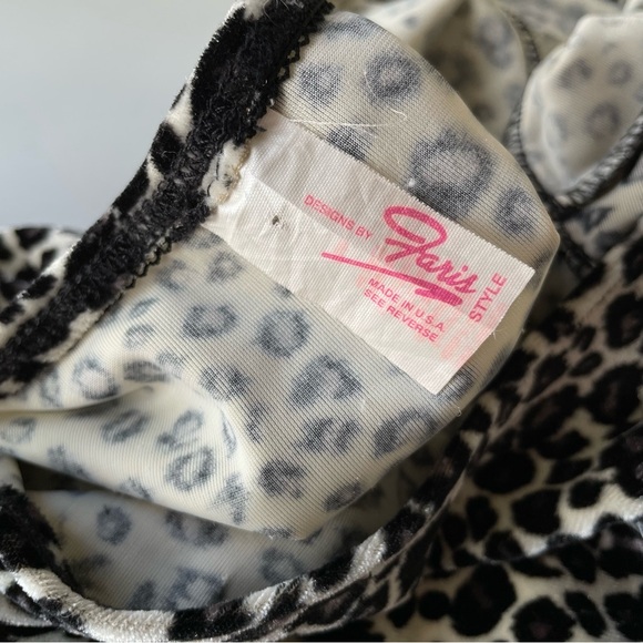 Vintage 80s/90s Faris Bodycon Cheetah Leopard Big Cat Animal Print Velour Dress - Picture 6 of 9